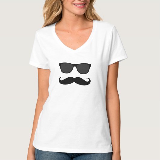 Schnurrbart und Sonnenbrille T-Shirt (Vorderseite)