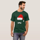 Schnurrbart-und Weihnachtsmannmütze-WeihnachtsT - T-Shirt (Vorne ganz)
