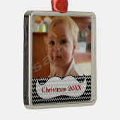 Schnurrbart und Zickzack Foto-Verzierung Silbernes Ornament (Rechts)