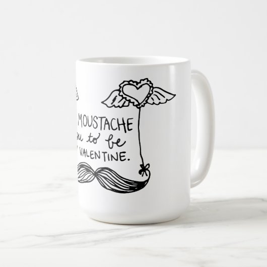 Schnurrbart-Valentinsgruß Kaffeetasse (VorderseiteRechts)