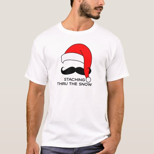 Schnurrbart-Weihnachten - Staching durch den T-Shirt (Vorderseite)