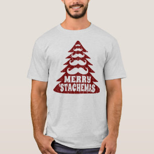 Schnurrbart-Weihnachtsbaum-lustiges T-Shirt