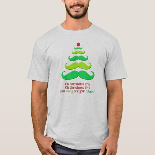 Schnurrbart-Weihnachtsbaum-wunderlicher T-Shirt (Vorderseite)