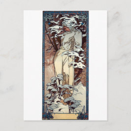 Schnurrbart Winterkunst-Jugendstil-Poster-Frau Sch Postkarte