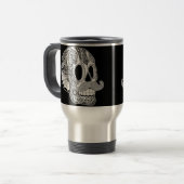 Schnurrbart-Zuckerschädel-Tasse Reisebecher (Vorderseite Links)