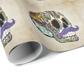 Schnurrbart-Zuckerschädel-Verpackungs-Papier - Geschenkpapier (Rolleneckpunkt)