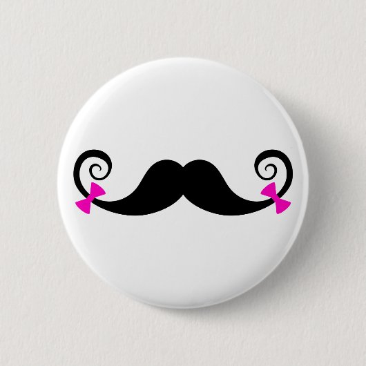 Schnurrbartentwurf mit rosa Bögen Button (Vorderseite)