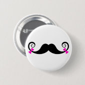 Schnurrbartentwurf mit rosa Bögen Button (Vorne & Hinten)