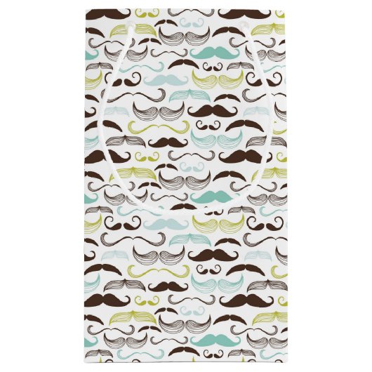 Schnurrbartmuster, Retro Art 2 Kleine Geschenktüte (Rückseite)