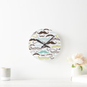 Schnurrbartmuster, Retro Art 2 Runde Wanduhr (Zuhause)