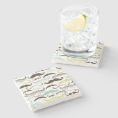 Schnurrbartmuster, Retro Art 2 Steinuntersetzer (Seitenansicht)