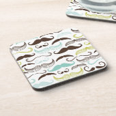 Schnurrbartmuster, Retro Art 2 Untersetzer (Linke Seite)