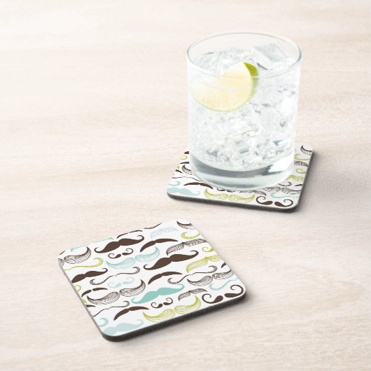 Schnurrbartmuster, Retro Art 2 Untersetzer (Rechte Seite)