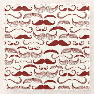 Schnurrbartmuster, Retro Art 3 Glasuntersetzer