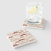 Schnurrbartmuster, Retro Art 3 Steinuntersetzer (Seitenansicht)