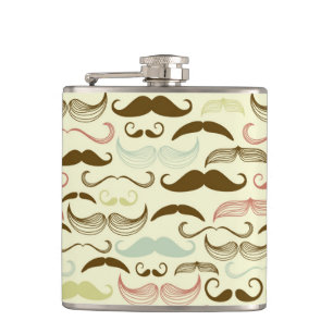 Schnurrbartmuster, Retro Art 4 Flachmann