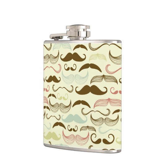 Schnurrbartmuster, Retro Art 4 Flachmann (Links)