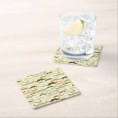 Schnurrbartmuster, Retro Art 4 Rechteckiger Pappuntersetzer (Vor Ort)