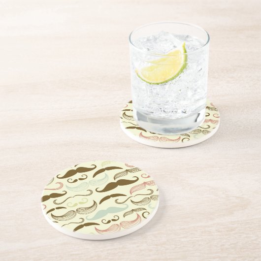 Schnurrbartmuster, Retro Art 4 Sandstein Untersetzer (Seite)