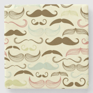 Schnurrbartmuster, Retro Art 4 Steinuntersetzer