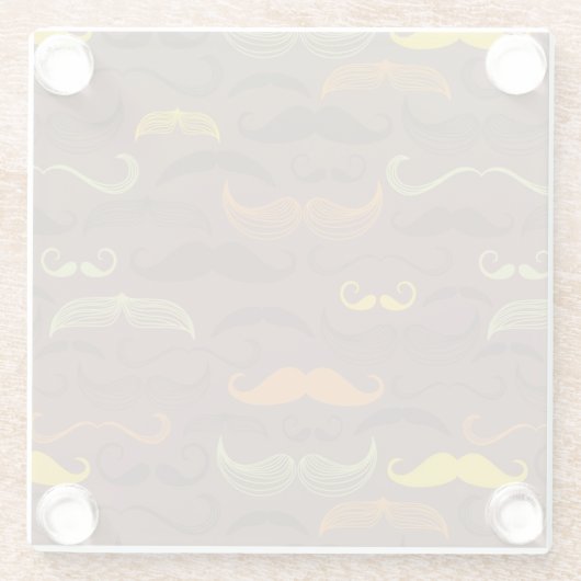 Schnurrbartmuster, Retro Art 5 Glasuntersetzer (Rückseite)