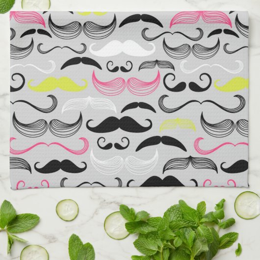 Schnurrbartmuster, Retro Art Küchentuch (Gefaltet)