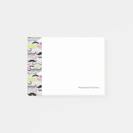 Schnurrbartmuster, Retro Art Post-it Klebezettel (Vorderseite)