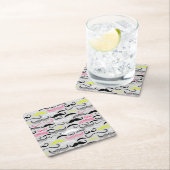 Schnurrbartmuster, Retro Art Rechteckiger Pappuntersetzer (Vor Ort)