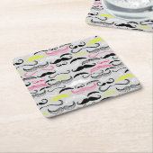 Schnurrbartmuster, Retro Art Rechteckiger Pappuntersetzer (angewinkelt)