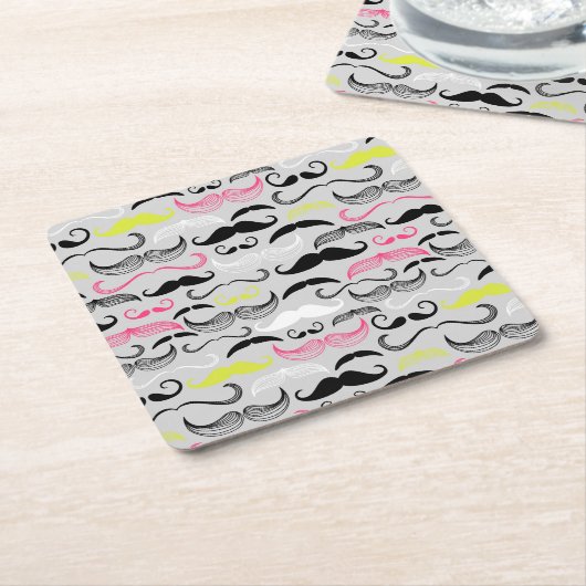 Schnurrbartmuster, Retro Art Rechteckiger Pappuntersetzer (angewinkelt)