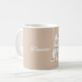 Schnurrende cremeweiße Katze Kaffeetasse (Vorderseite Links)