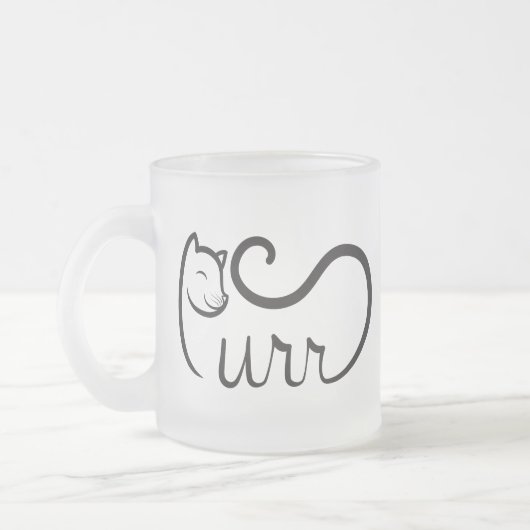 Schnurrende Typografie SCHWARZ Mattglastasse (Links)
