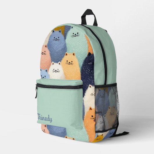 Schnurrhaar-Wunderland Bedruckter Rucksack (Rückseitige Ecke Rechts)