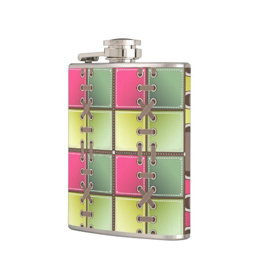 Schnürsenkel aus rosa und grüne Modekunst Flachmann (Links)