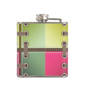 Schnürsenkel aus rosa und grüne Modekunst Flachmann (Rückseite)