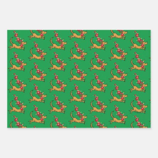 Schnürsenkel | Max Christmas Pointsettia Geschenkpapier Set (Vorderseite)