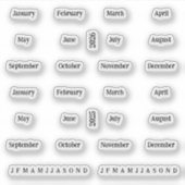 Schnürsenkel. Monate des Jahres 2025 2026 - transp Aufkleber (Vorderseite)