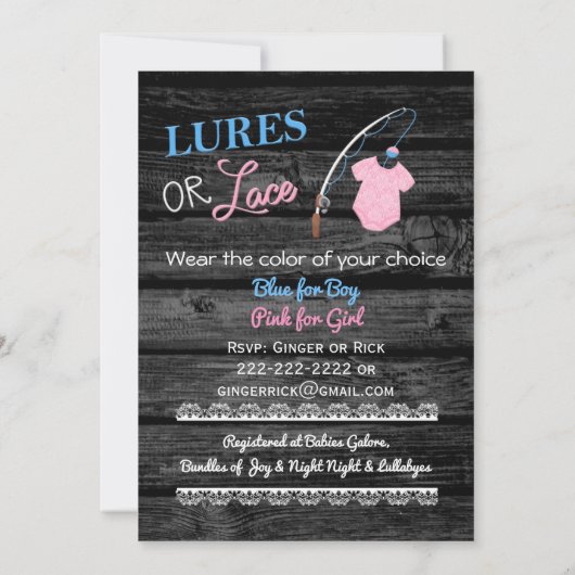 Schnürsenkel oder Spitzholzgeschlechtsdusche Einladung (Rückseite)