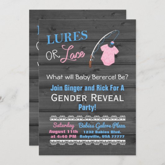 Schnürsenkel oder Spitzholzgeschlechtsdusche Einladung (Vorne/Hinten)