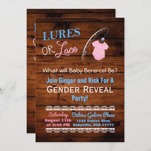 Schnürsenkel oder Spitzholzgeschlechtsdusche Einladung (Vorne/Hinten)