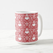 Schnürsenkel | Red Damask Muster Kaffeetasse (VorderseiteRechts)