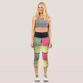 Schnürsenkel, rosa und grüne Mode Capri Leggings