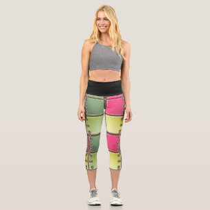 Schnürsenkel, rosa und grüne Mode Capri Leggings