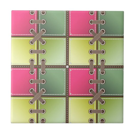 Schnürsenkel, rosa und grüne Mode Fliese (Vorderseite)