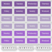 Schnürsenkel. Tage der Woche - Lila Stunden Aufkleber (Vorderseite)