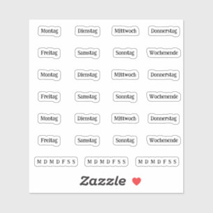 Schnürsenkel. Tage der Woche - transparent (DEUTSC Aufkleber