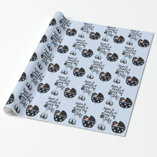 Schnürsenkel und Schnecken Schwarz-Blau-Babydusche Geschenkpapier
