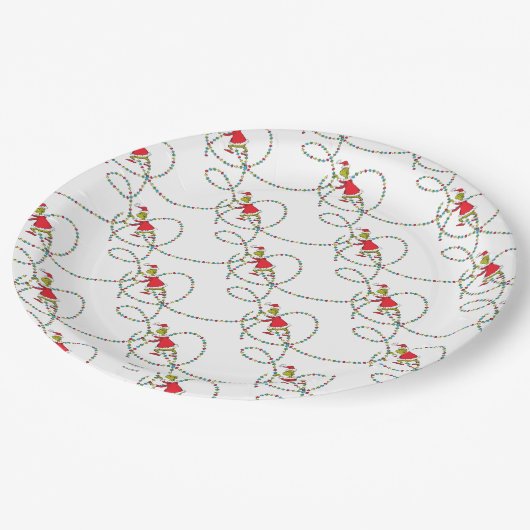 Schnürsenkel | Weihnachtslichtmuster Pappteller (Schrägansicht)