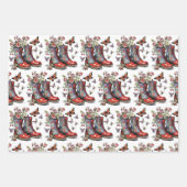 Schnürstiefel und Schmetterlingsblume Geschenkpapier Set (Vorderseite)