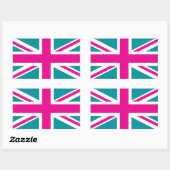 Schock Pink Union Jack British(UK) Flag Rechteckiger Aufkleber (Blatt)